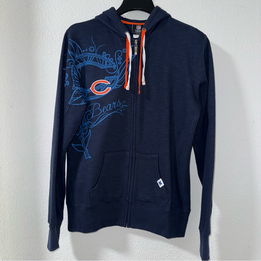 NFL Chicago Bears Navy Blue Hoodie Sweater with Orange & White Accents
